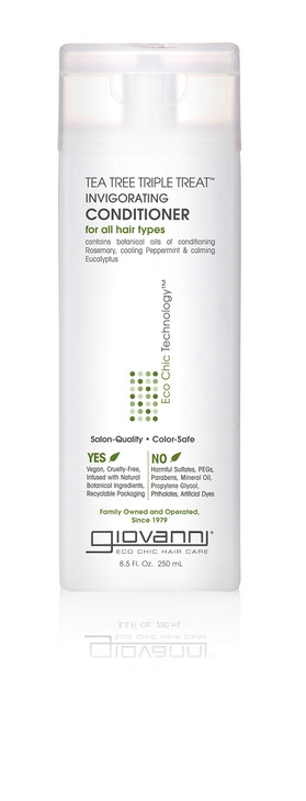 GIOVANNI Tea Tree Triple Treat Invigorating Conditioner 85 oz Cooling Peppermint Eucalyptus Rosemary Helps Dry Flaking S