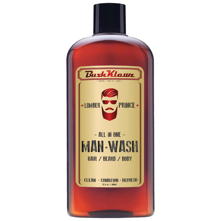 LUMBER PRINCE Mens Original All in One 3in1 Shampoo Conditioner Hair Beard and Body Wash American Viking Crew Cannon wit