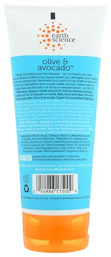 Earth Science Olive Avocado Deep Conditioning Hair Masque For Normal to Dry Hair 6 oz