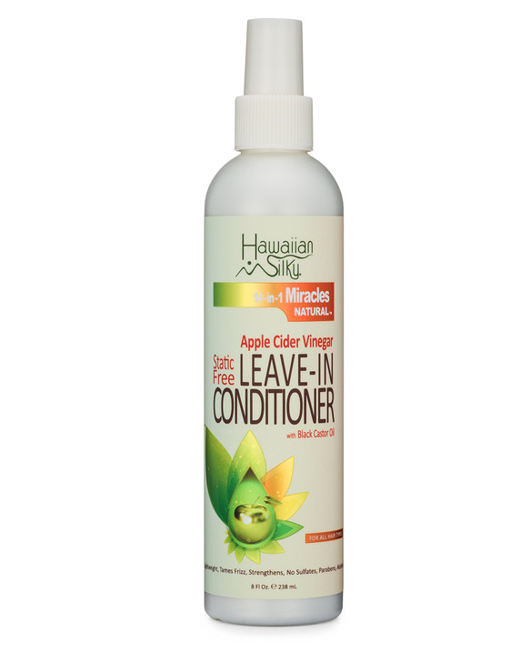 Hawaiian Silky StaticFree Apple Cider Vinegar Leavein Conditioner 8 fl oz Black Castor Oil Extract for Hair Growth Natur