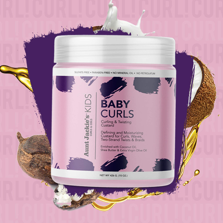 Aunt Jackies Kids Baby Curls Moisture Rich Curling and Twisting Custard for Naturally Curly Coily and Wavy Hair 15 oz