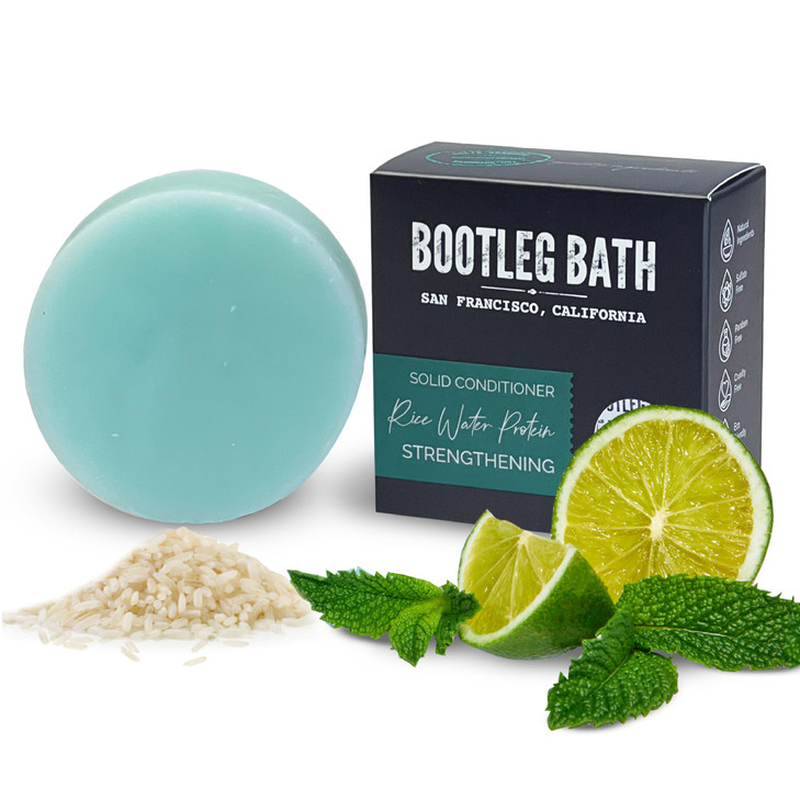 BOOTLEG BATH Strengthening Conditioner Bar with Rice Water Protein and Argan Oil Vegan SulfateFree PhthalateFree Paraben