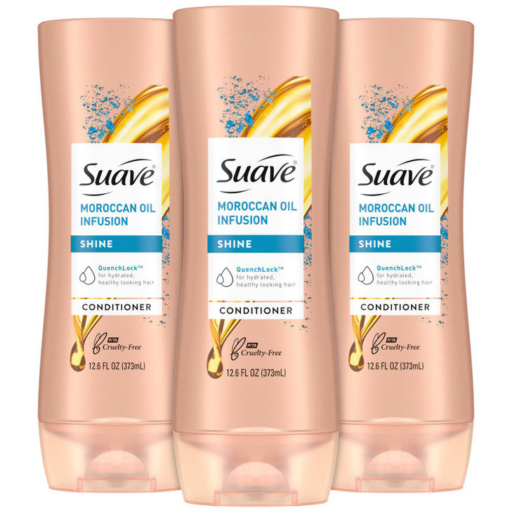 Suave Argan Oil Conditioner Moroccan Infusion Shine 3Pack Treatment for Dry Damaged Hair 126 Oz Ea