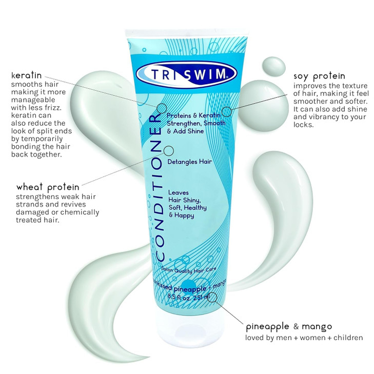 TRISWIM Swim Conditioner 85oz Hydrates Strengthens Smooths Hair Repairs Damage from Chlorine Bromine Saltwater Protein K