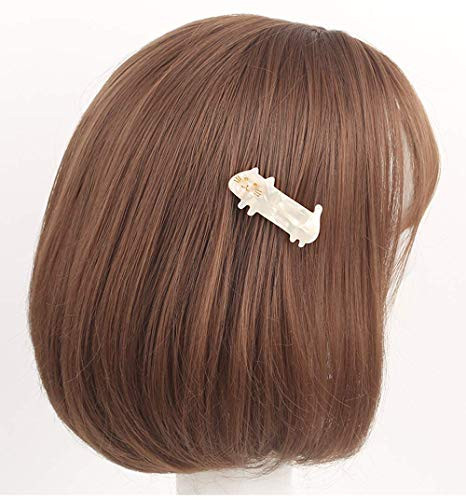CRIZAN Women Girls Acrylic Resin Hair Barrettes Fashion Cat Hair Clip Duck Bill (Black White)