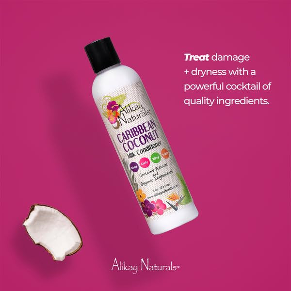 Alikay Naturals Caribbean Coconut Milk Conditioner Natural Fatty Acids Coconut Milk Oil 8 Ounce