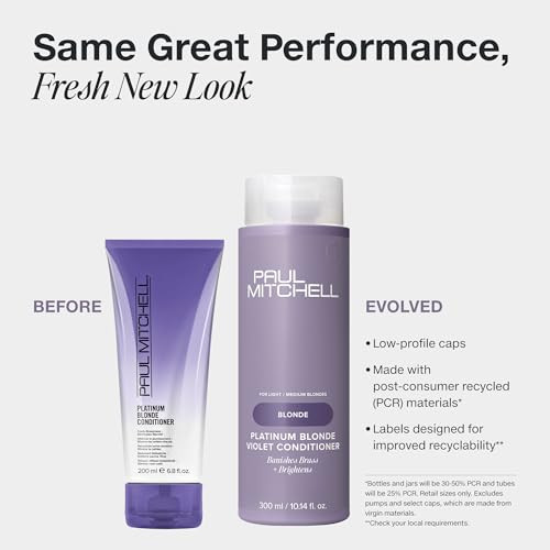 Paul Mitchell Platinum Blonde Violet Conditioner Banishes Brass Brightens Ideal for Light to Medium Blonde Silver Gray o