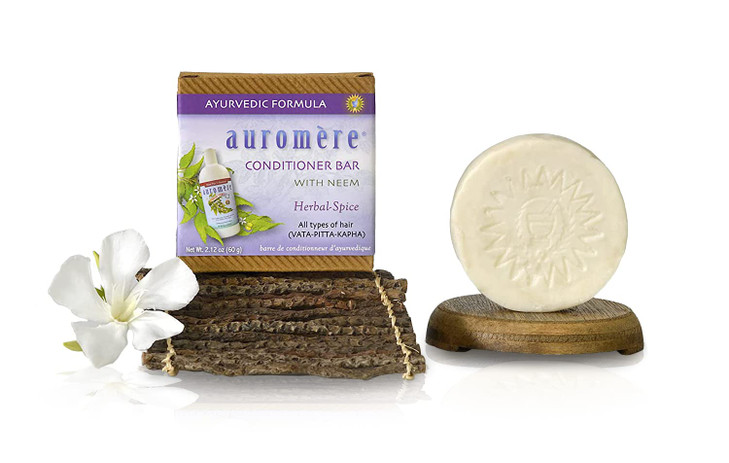 Auromere Ayurvedic Conditioner Bar for All Hair Types Vegan NonGMO Deep Moisturizing Nourishing Herbal Formula with Neem