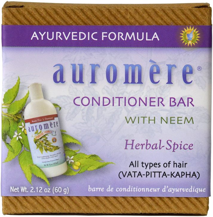 Auromere Ayurvedic Conditioner Bar for All Hair Types Vegan NonGMO Deep Moisturizing Nourishing Herbal Formula with Neem