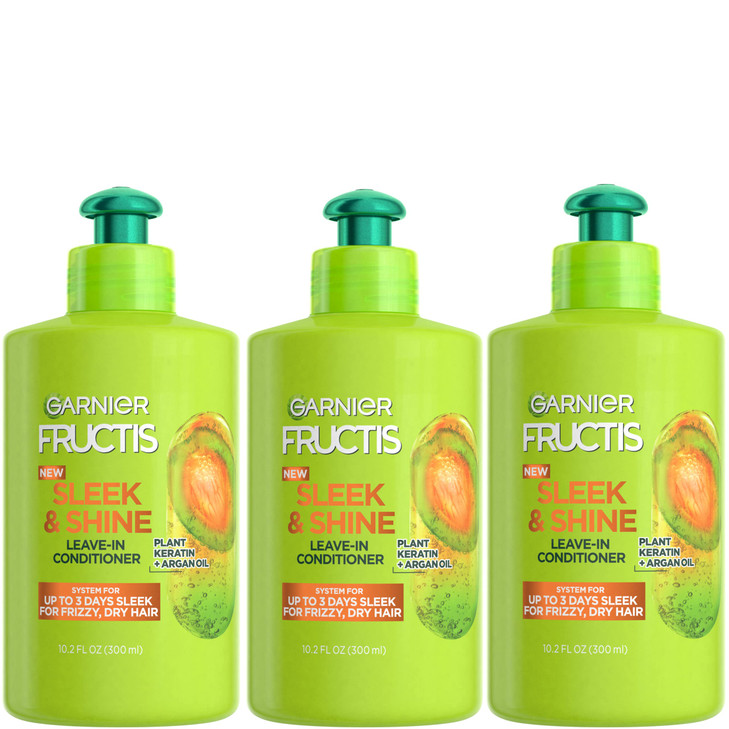 Garnier Fructis Sleek and Shine Intensely Smooth LeaveIn Conditioning Cream 102 Ounce Pack of 3 Packaging May Vary
