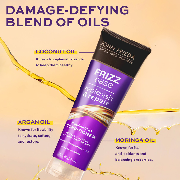 John Frieda Frizz Ease Replenish Repair Conditioner Repairs Damage and Dryness for Shiny FrizzProtected Styles Infused w