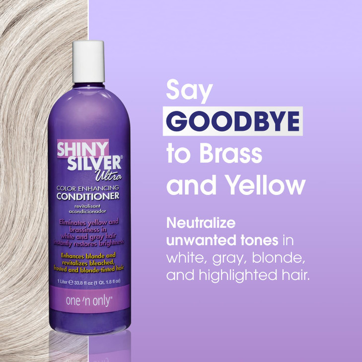 One n Only Shiny Silver Color Enhancing Conditioner for Women Purple Conditioner to Neutralize Yellow Brassy Tones Resto