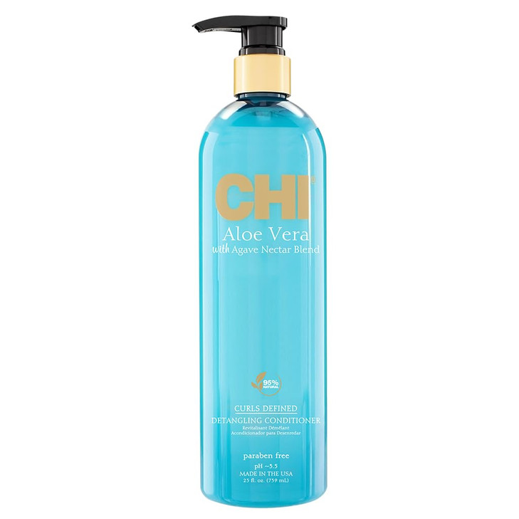 CHI Aloe Vera Detangling Conditioner Deep Conditioning Treatment For Waves Curls Coils Sulfate Paraben CrueltyFree 25 Oz
