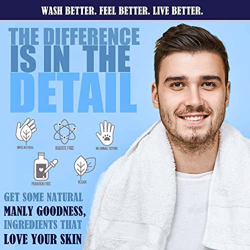 3in1 Mens Shower Gel Shampoo and Face Wash Paraben Sulfate Free Keeps You Fresh All Day 2 Pack