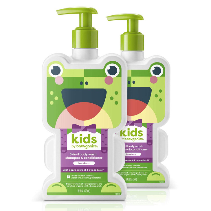 BabyGanics Kids 3in1 Shampoo Conditioner Body Wash Berry Berry 2 pack 16 Ounce