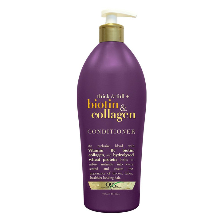OGX Thick Full Biotin Collagen Conditioner Salon Size 254 Ounce Bottle w Pump Paraben Free Sulfate Free Sustainable Ingr