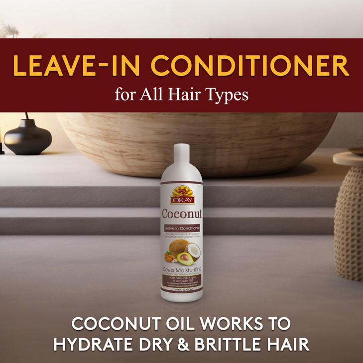 OKAY Coconut Deep Moisturizing Leave In Conditioner Helps Replenish Moisture And Elasticity For Healthy Strong Hair Sulf
