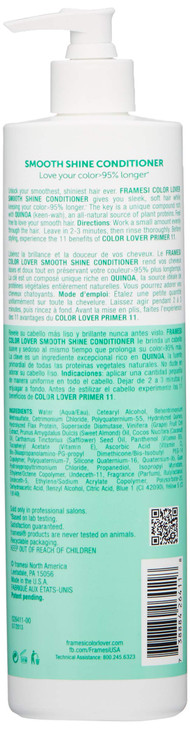 FRAMESI Color Lover Smooth Shine Conditioner 169 fl oz Sulfate Free Conditioner with Coconut Oil and Quinoa Color Treate