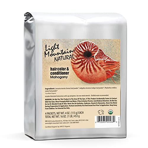 Light Mountain Mahogany Hair Dye Organic ChemicalFree SemiPermanent for MenWomen with Henna Leaf Powder and Botanicals 1
