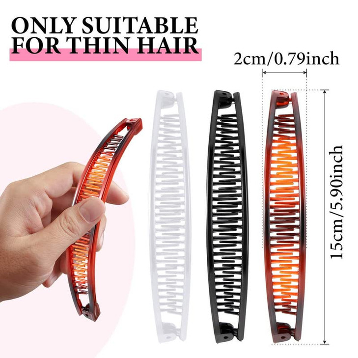 WILLBOND 6 Pcs Banana Clip Hair Clincher Combs Classic Banana Hair Clip Fish Shape Ponytail Clips for Women Girls Thick Curly Thin Fine Hair(Brown, W