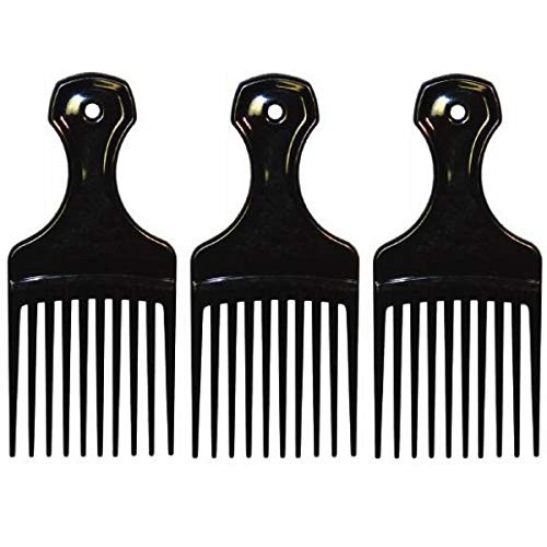 Comfort Plastic Mini Comb & Lift Hair Pick (Pack of 12) Black