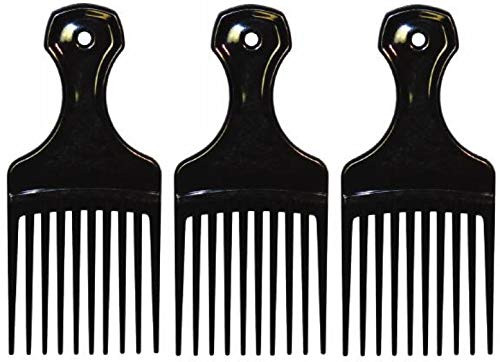 Comfort Plastic Mini Comb & Lift Hair Pick (Pack of 12) Black