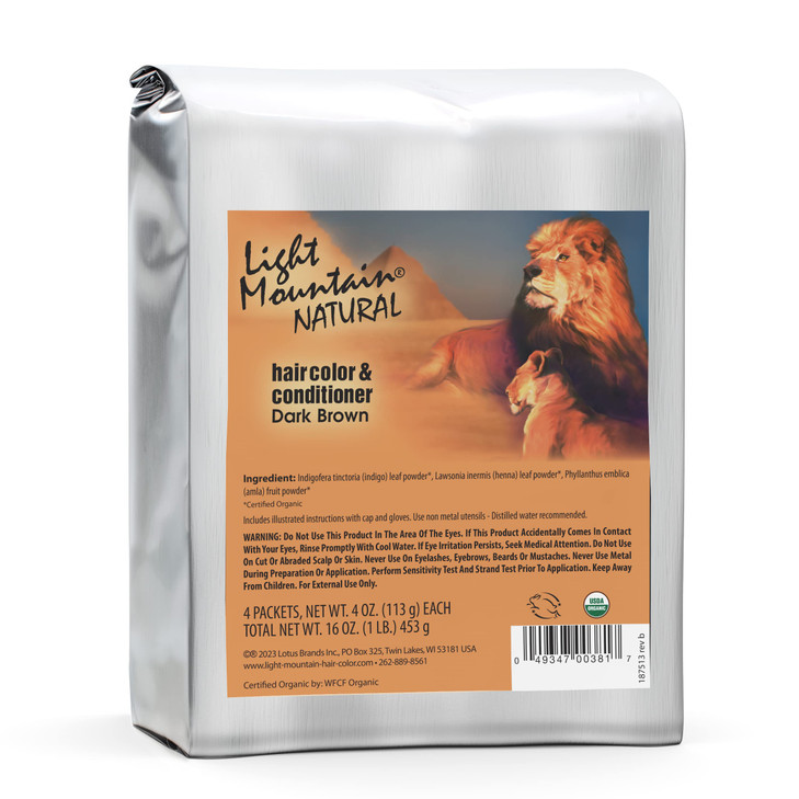 Light Mountain Henna Hair Color Conditioner Bulk 1 Pound Dark Brown Hair Dye Organic Henna Leaf Powder and Botanicals Ch