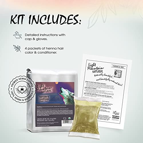 Light Mountain Henna Hair Color Conditioner Bright Red 1 Pound Organic Henna Leaf Powder ChemicalFree SemiPermanent Dye