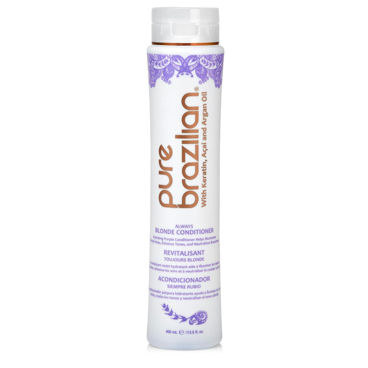 Pure Brazilian Always Blonde Conditioner with Keratin Acai Argan Oil Purple Conditioner for ColorTreated Hair SulfateFre