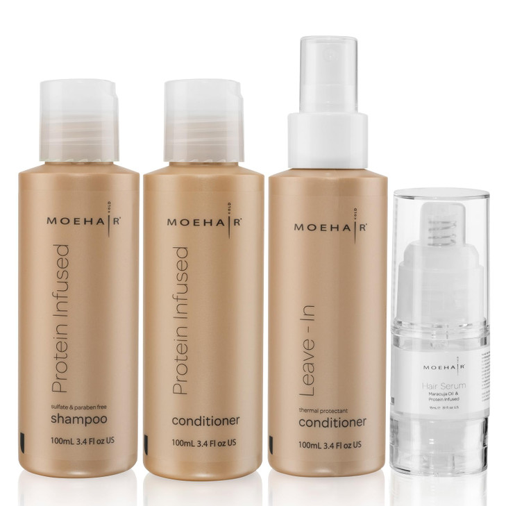 MOEHAIR Travel Kit Protein Shampoo Conditioner LeaveIn Conditioner Hair Serum Sulfate Paraben Free Suitable for All Hair