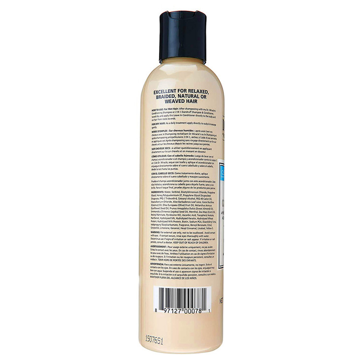 Dr Miracles Leave In Conditioner Blended with Vitamins A C E for Strong Soft Manageable Shiny Hair 8 Ounce