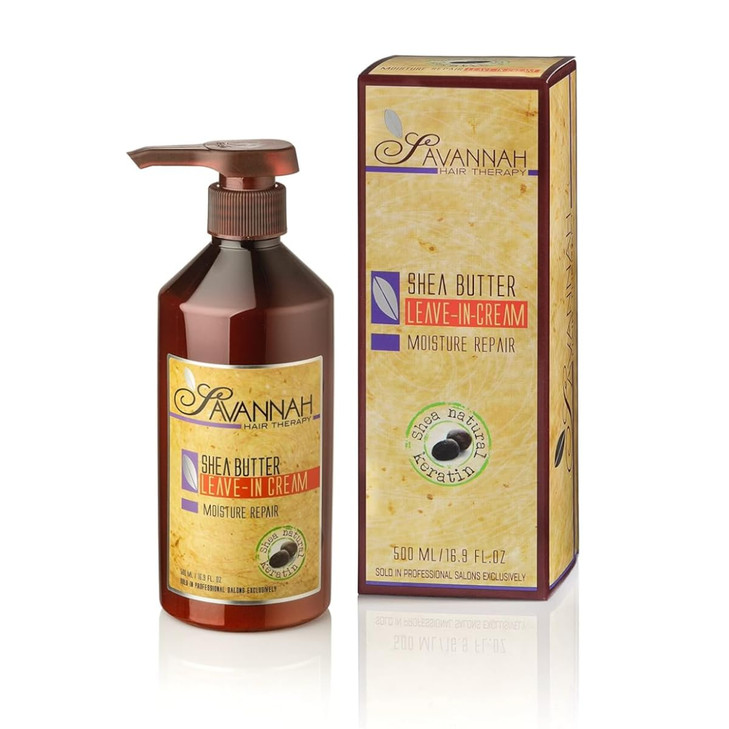 Savannah Hair Therapy LeaveIn Cream with Shea Butter Keratin Silk Protein Moisturizing AntiFrizz Treatment for Dry Damag