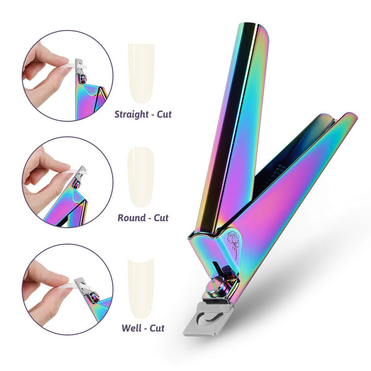 Acrylic Nail Tips Clipper UV False Nails Cutter Fake Nail Tips Clipper Trimmer Stainless Steel Cuticle Pusher Scaper Peeler 2 Pcs Manicure Tools Kit