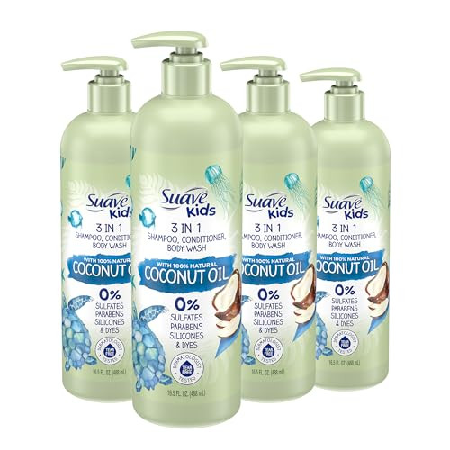 Suave Kids Natural Coconut Oil 3in1 Tear Free Body Wash Shampoo and Conditioners No Sulfates No Parabens No Silicones No