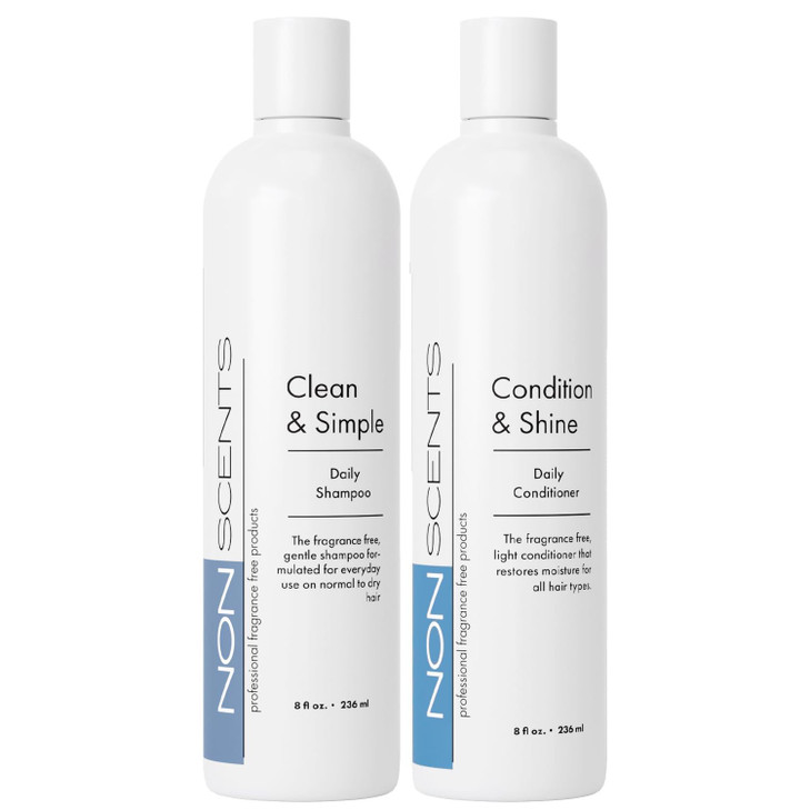 Nonscents Fragrance Free Shampoo and Conditioner Set Organic Formula Hydrating Shampoo for Dry Hair Moisturizing and Uns