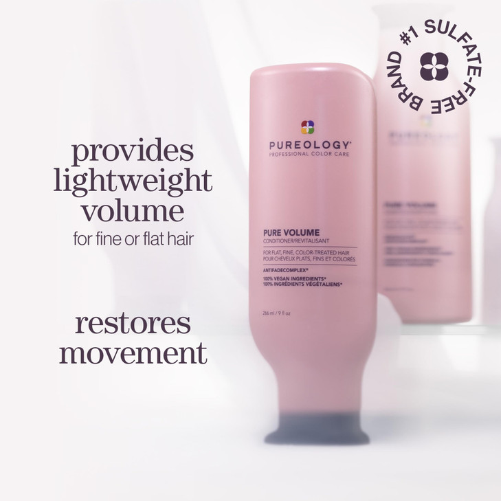 Pureology Pure Volume Conditioner Enhances Volume and Movement Lightweight Shampoo for Fine Flat Color Treated Hair 9 Fl