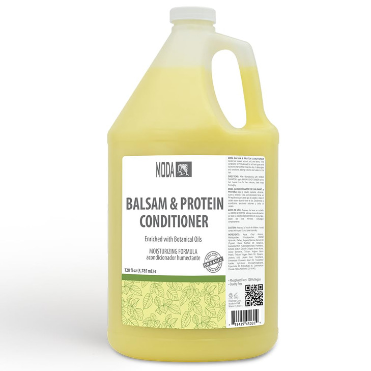 MODA Moisturizing Conditioner for all Hair Types Balsam and Protein 128 Oz Professional Strengthens Moisturizes Leaves H