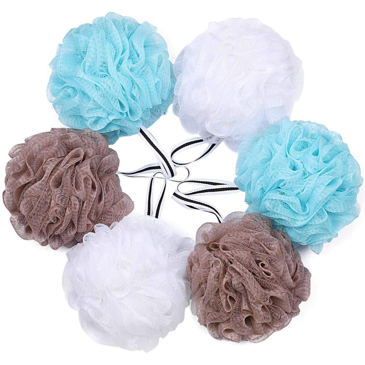 Bath Loofah Shower Sponge Pouf Body Scrubber Exfoliator Scrubber Ball (Set of 6)