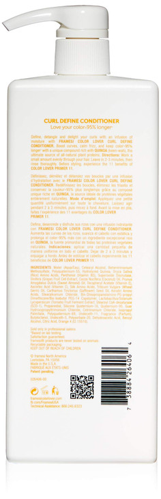 Framesi Color Lover Curl Define Conditioner Conditioner for Curly Hair with Quinoa Color Treated Hair