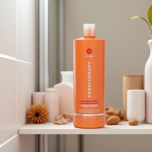 KERATHERAPY Keratin Infused Color Protect Conditioner 338 fl oz 1000 ml Gluten Free Color Protecting Conditioner for Col