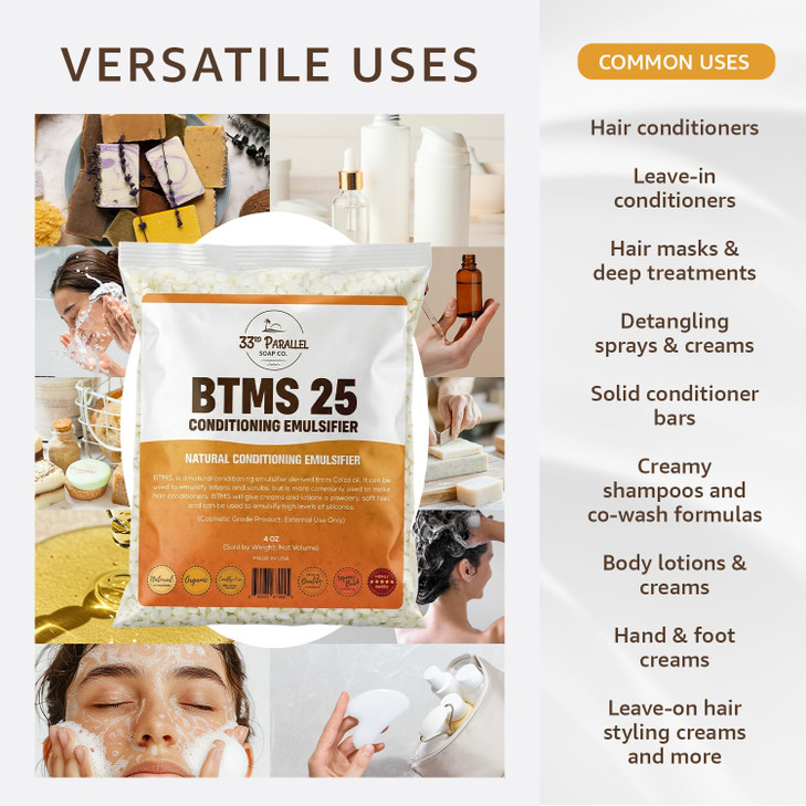 33RD PARALLEL BTMS 25 8 oz Conditioning Emulsifier Behentrimonium Methosulfate Cetearyl Alcohol Emulsifying Conditioner