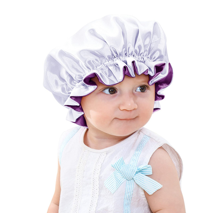sent hair Baby Satin Bonnet Sleeping Cap Adjustable Kids Sleep Bonnet with Drawstring Double Layer Night Hair Caps for 0