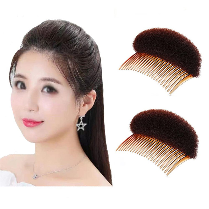 2Pcs Charming Bump It Up Volume Inserts Hair Comb Do Beehive Hair Stick Bun Maker Tool Styling Accessories for Women Lady Girl (Brown)