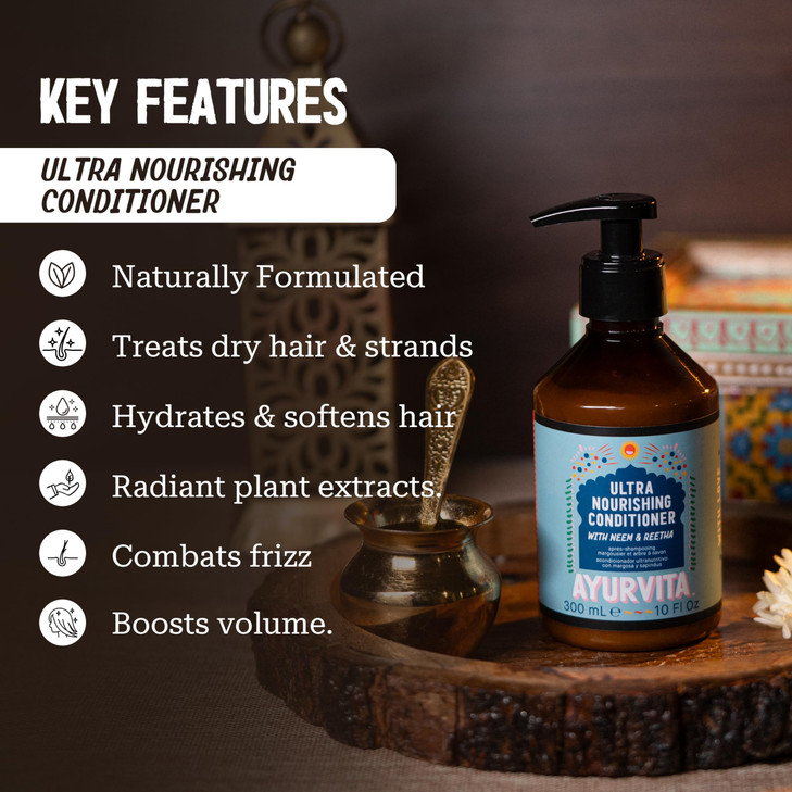 AyurVita Nourishing Conditioner for Women Men Neem Reetha Natural Ayurvedic Herbal Care Repairs Nourishes All Hair Scalp