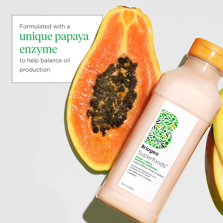 Briogeo Superfoods Mango Cherry Balancing Conditioner Replenish Dull Dry Hair and Balance Oil for Oily Hair Conditions a
