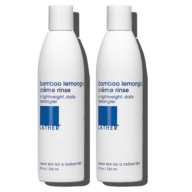 LATHER Bamboo Lemongrass Crme Rinse 8 fl oz 2Pack Hair Conditioner Lightweight Detangler All Hair Types Avocado Oil Sens