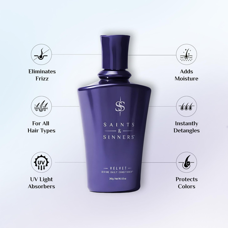 Saints Sinners Velvet Divine Daily Conditioner for Dry MoistureStarved Damaged Hair Repair Strengthen Detangle Eliminate