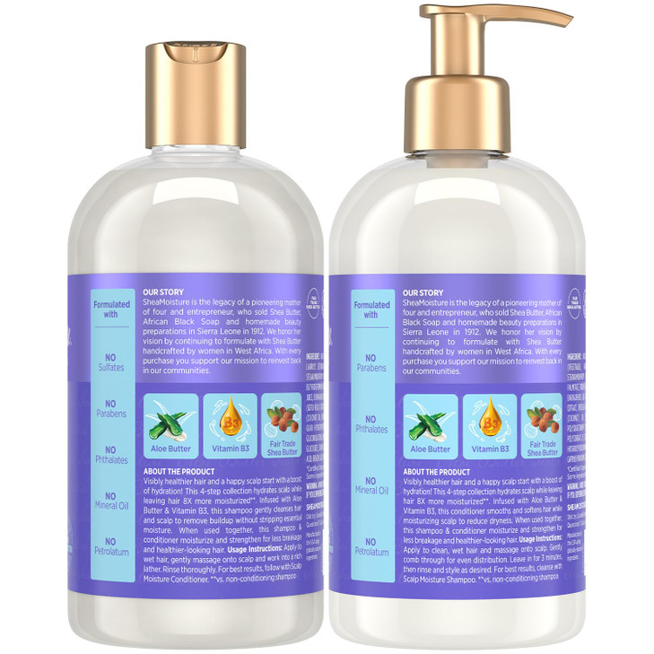 SheaMoisture Shampoo Conditioner Set Scalp Moisture with Aloe Butter Vitamin B3 New Look Same Intense Hydrating Hair Car