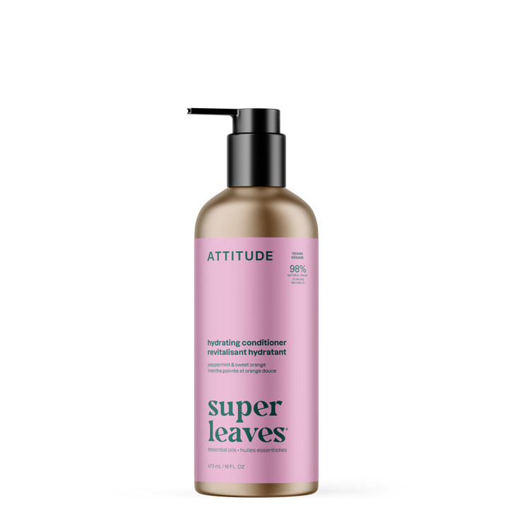 ATTITUDE Hydrating Conditioner Peppermint Sweet Orange with Essential Oils Vegan PlantBased Aluminum Bottle For Dry and