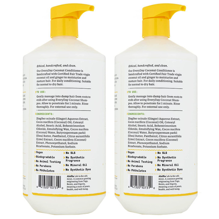 Alaffia EveryDay Coconut Conditioner Coconut Lime 32 FZ Pack of 2